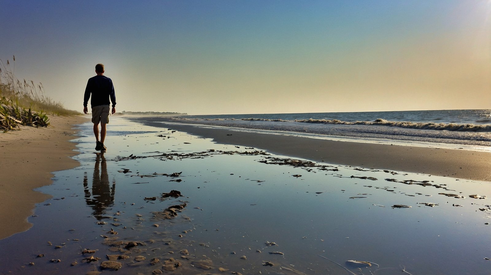 Kael Claxton Walking on Alabama Ocean Beach